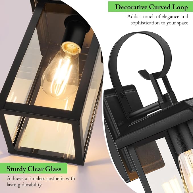 BesLowe 2-Pack Outdoor Wall Light Fixtures, Waterproof Porch Lights Outdoor - Image 4