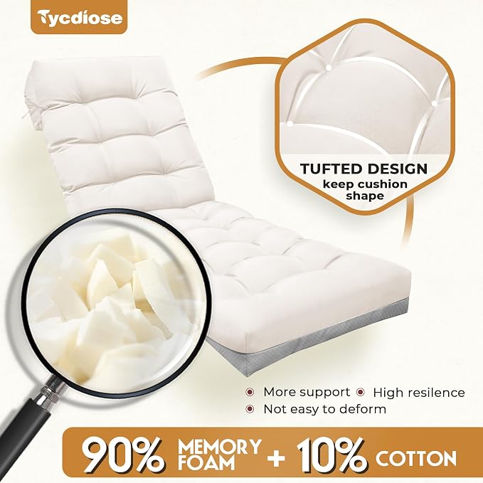Outdoor Lounge Chair Cushion, Waterproof Replacement Chaise Lounge Cushions - Image 5