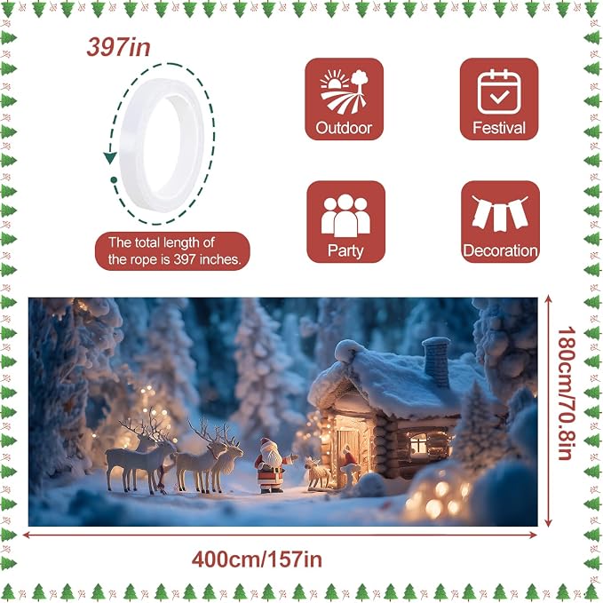ANNA QUEEN Christmas Garage Door Banner 6×13 FT, Cozy Cabin - Image 3