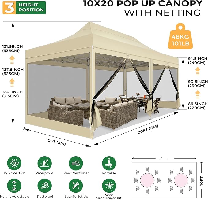 COBIZI 10x20 Heavy Duty Pop Up Canopy - Image 2