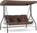 MCombo 3-Seat Outdoor Patio Swing Chair, 2-in-1 Convertible Porch Swing Glider by MCombo