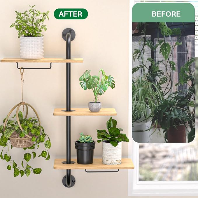 YUOROS Window Plant Shelves, 3-Tier Rotating Plant Shelf Stand, Indoor Metal - Image 5