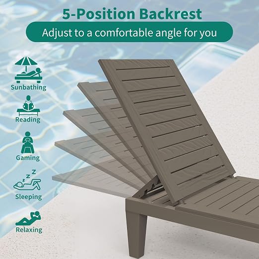 YITAHOME Patio Lounge Chair Set of 4, Outdoor Chaise Lounge - Image 3
