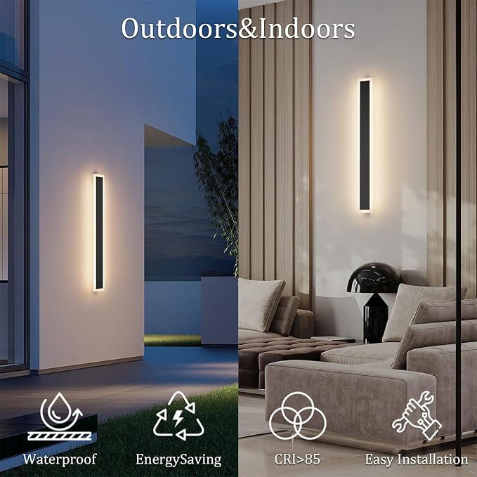 2 Pack 31.5in Outdoor Wall Lights - Image 3