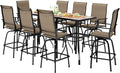 PHI VILLA Outdoor Patio Swivel Bar Set of 11, Textilene Bar Height Chair by PHIVILLAThepioneerofcomfortablehouseholdsupplies