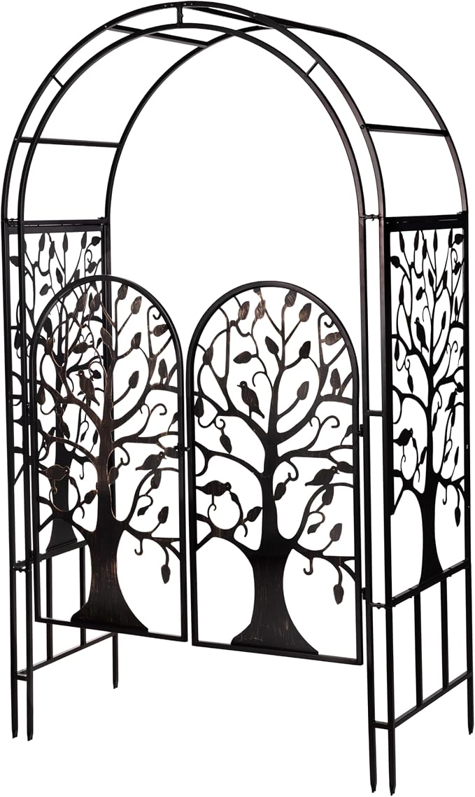 Plow & Hearth Arch Metal Outdoor Garden Arbor, 84 inches Tall, Iron Trellis - Image 8