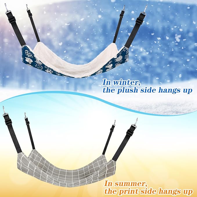 2 Pieces Reversible Cat Hanging Hammock Soft Breathable Pet Cage Hammock - Image 7