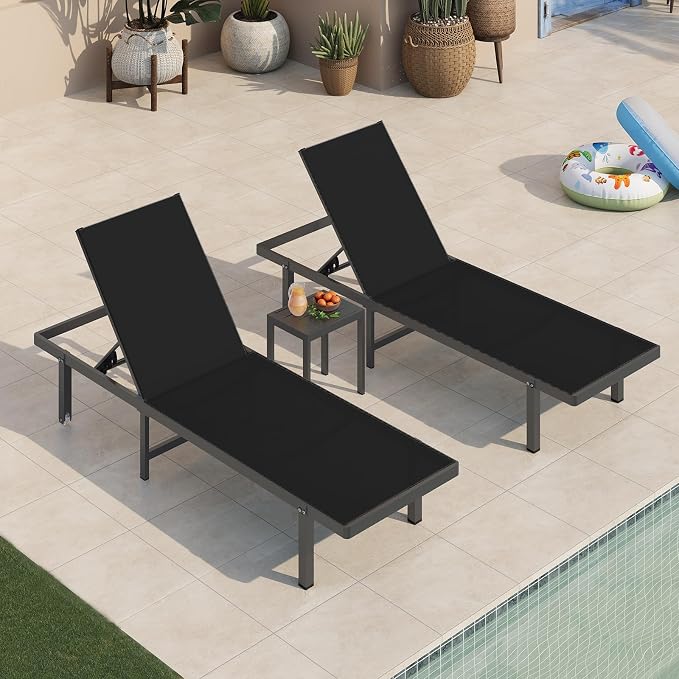 Pool Lounge Chairs Set of 3，Outdoor Lounge Chairs by Oasbira