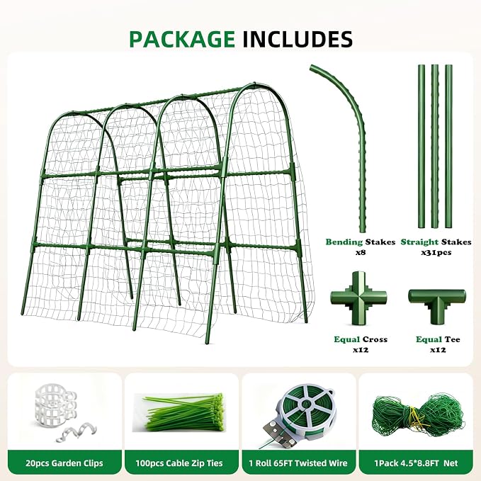 Cucumber Trellis for Raised Bed, U-Shape Garden Arch Metal Support for Climbing - Image 6