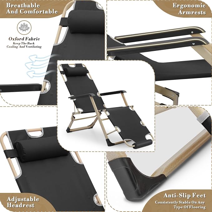 Athena Collection Zero Gravity Outdoor Lounge Chair Set of 2, Outdoor Chaise - Image 4