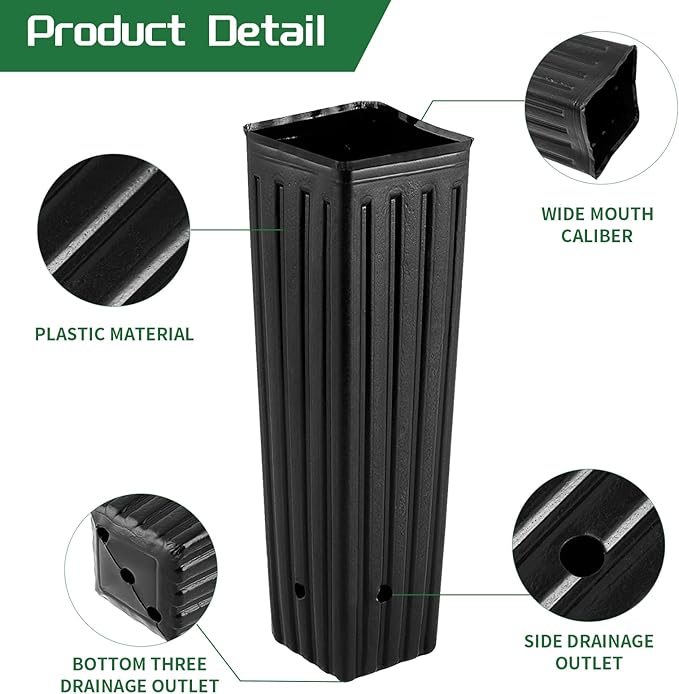 50 Pcs 12" Tall Tree Pots Plastic Deep Nursery Pots Tall Nursery Tree Pots - Image 3