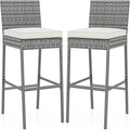 Tangkula Set of 2 Patio Wicker Barstools, Outdoor Bar Height Chair w/Soft Seat by TANGKULA
