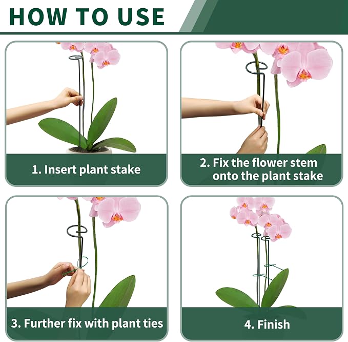 36” Tall Plant Stakes, 6 Pack Plant Support Stakes, 6mm Heavy-Duty Metal Garden - Image 4