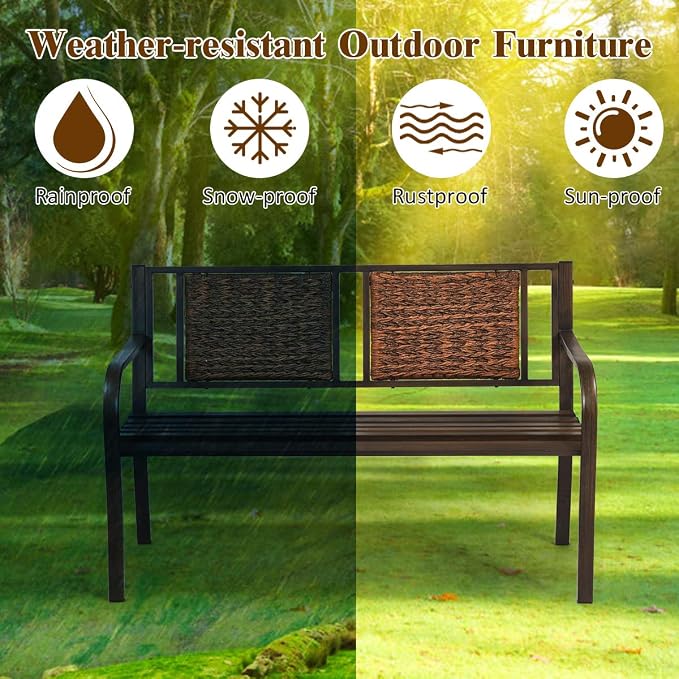 S AFSTAR Outdoor Garden Bench, Polyethylene, 50.5 in Width, 2 Adults - Image 4