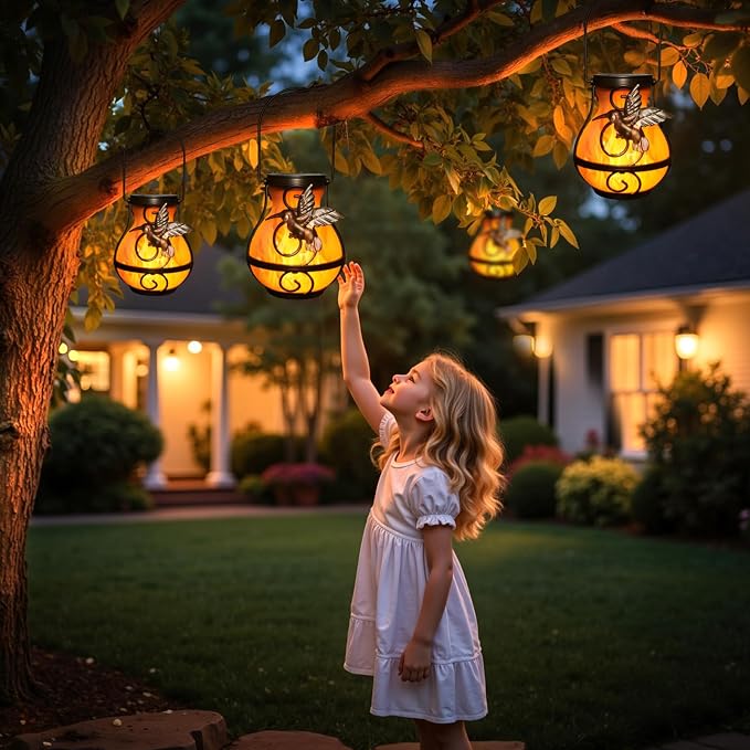 X-PREK 2 Pack Solar Lanterns Outdoor Waterproof Hummingbird Hanging Solar - Image 6