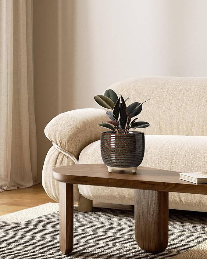 LE TAUCI Ceramic Plant Pots, 5.1 + 6.4 Inch Footed Pots - Image 2