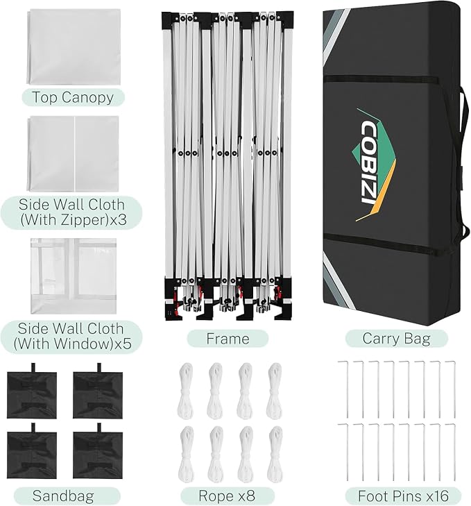 COBIZI 10x30 Pop Up Canopy Tent Commercial Instant Shelter - Image 4
