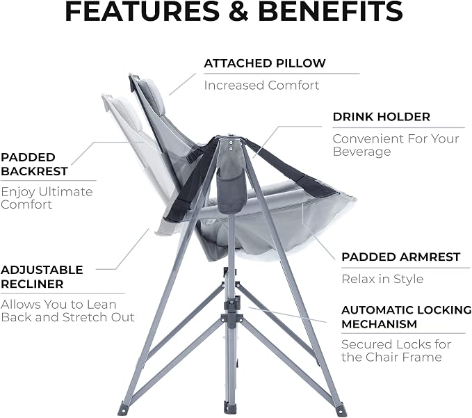 Portable Swing Hammock Chair | Foldable Recliner Rocking Lounger - Image 3