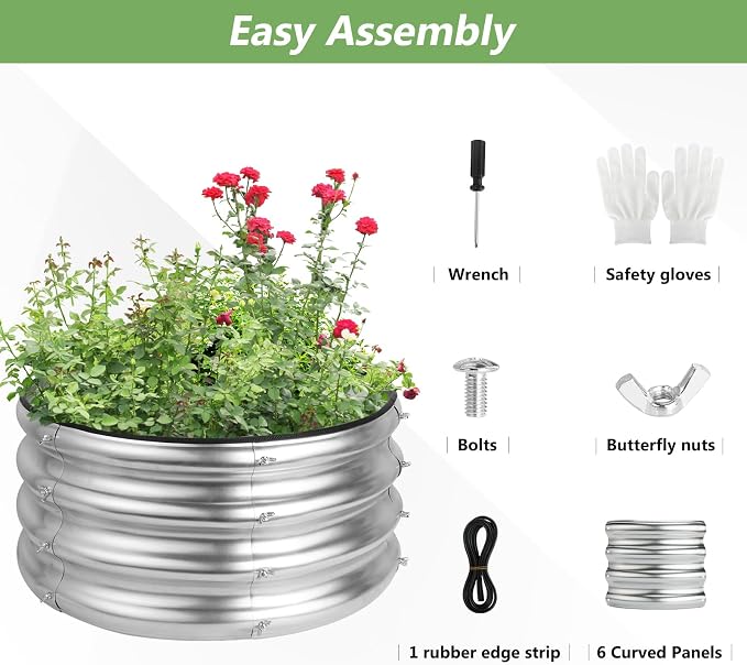 2x2x1ft Round Galvanized Raised Garden Bed Kits, Raised Garden Bed Metal - Image 7