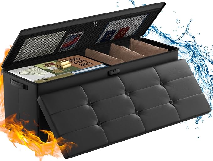 ENGPOW Storage Ottoman, Fireproof Folding Bench by ENGPOW