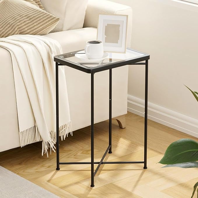 Garden 4 you Small Side Table, Glass End Table Set of 2, Mini Bedside Table - Image 4
