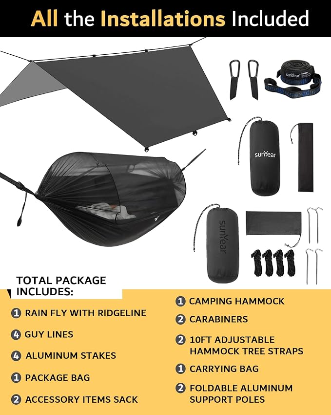 Sunyear Camping Hammock with Net - Image 7
