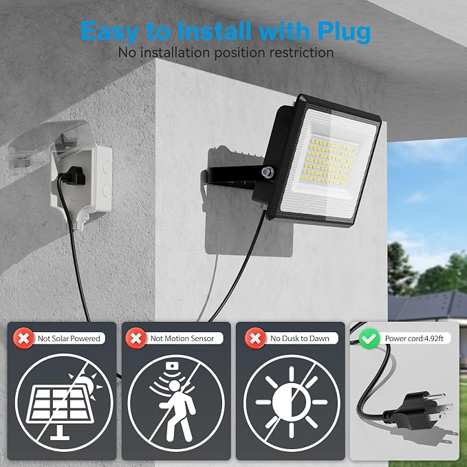 Olafus 2 Pack 90W LED Flood Light Outdoor, 9000LM Super Bright LED Work Lights - Image 2