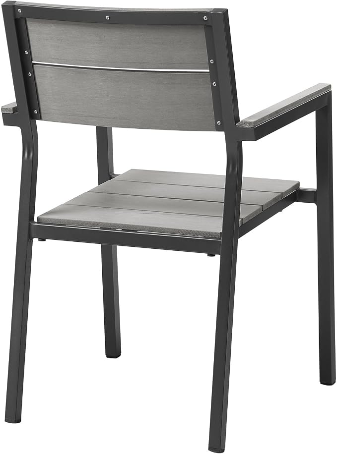 Modway Maine Aluminum Outdoor Patio Two Arm Chairs in Brown Gray - Image 6