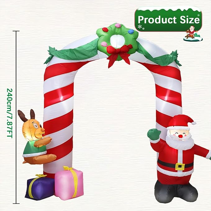 8 FT Christmas Inflatables Archway Outdoor Decorations, Inflatable Santa & - Image 2