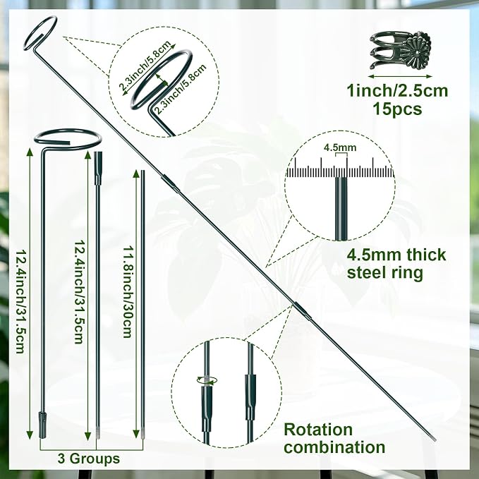 Mwellewm 3 Sets Plant Stakes 12/25/36 Inch Adjustable Plant Support Stakes Tall - Image 5