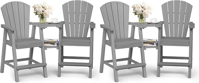 Ciokea Tall Adirondack Chairs Set of 4, HDPE Outdoor High Back Adirondack Chair by CIOKEA