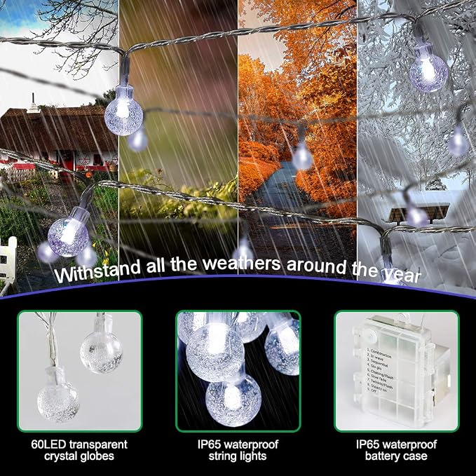 Metaku Outdoor String Lights Battery Operated 26ft 60LED Fairy Lights - Image 4