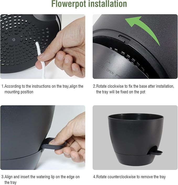 8 inch Self Watering Pots, 2 Pack Plastic Planters - Image 4