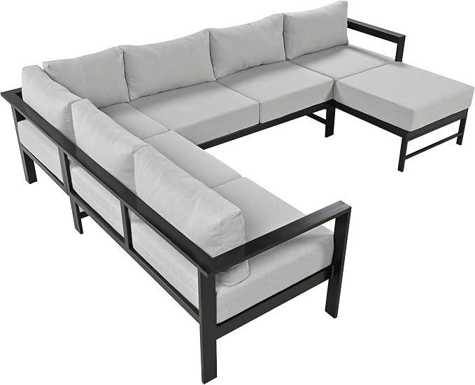 Multi-Person Outdoor Sofa Set, U-Shaped Aluminum Outdoor Sofa Set - Image 6