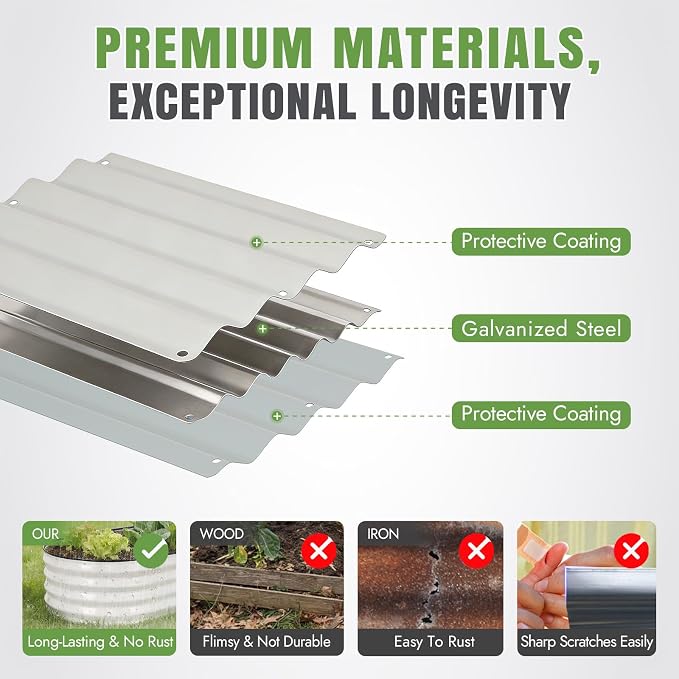 INNO STAGE 3Pcs Galvanized Raised Garden Bed Kit, Outdoor Metal Raised Garden - Image 7