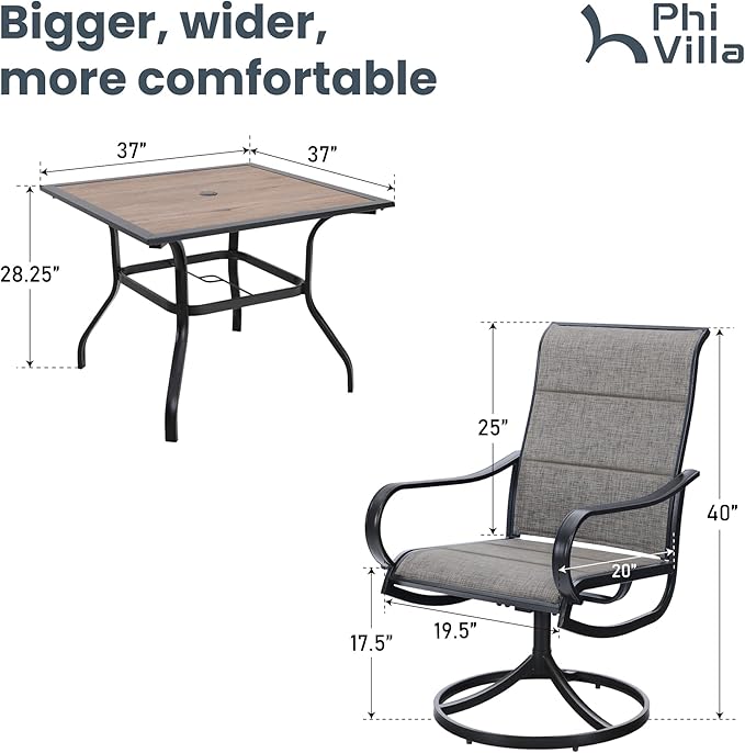 PHI VILLA 5 PCS Patio Dining Set - Image 6