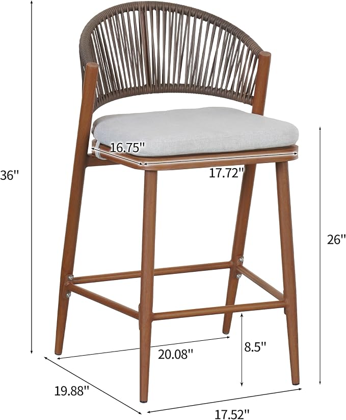 Christopher Knight Home Hearth 26.00" Patio Barstools Set of 2, Woven Wicker - Image 2