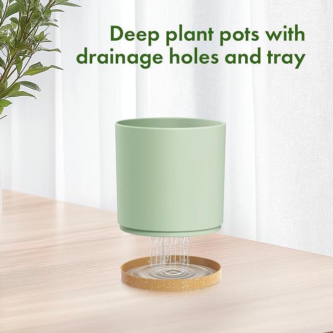 8/7/6 inch Plant Pots, 3 Pack Cylinder Flower Pots - Image 4