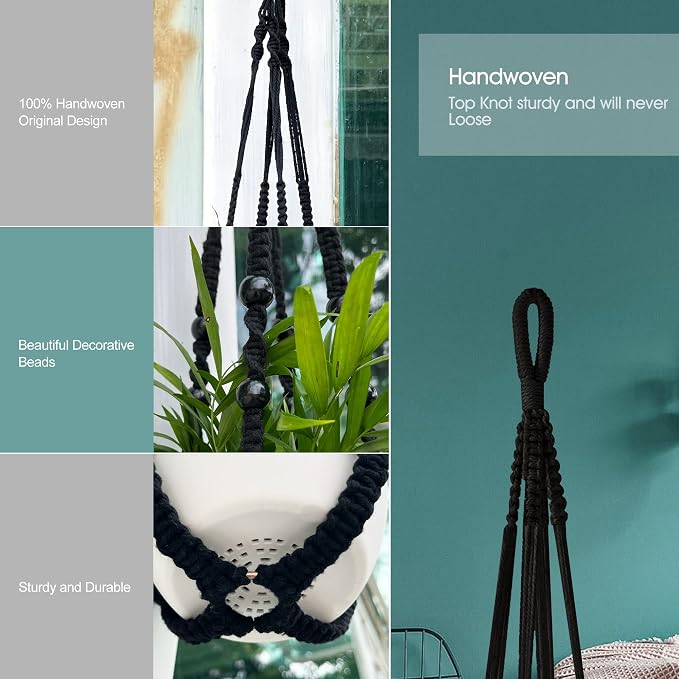 RIFNY Macrame Plant Hanger for 5 to 10 Inch Plant Pots, 35 Inch Woven Rope - Image 5