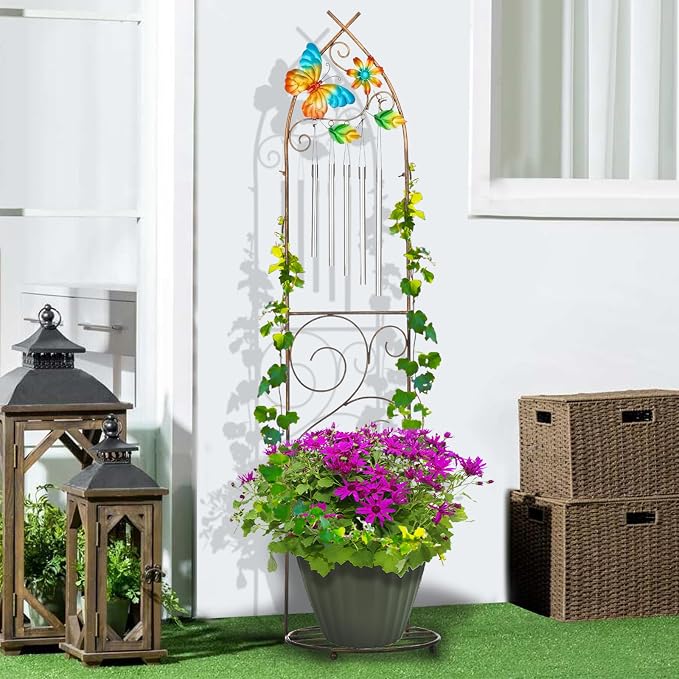 Garden Trellis with Plant Stands, 48” Metal Detachable Butterfly Plant Pot - Image 6