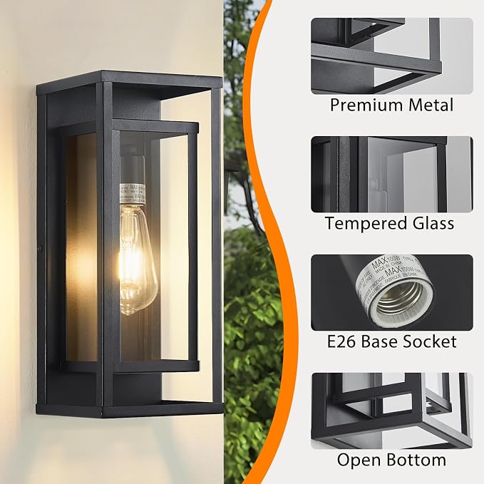 14" Outdoor Wall Lights Fixtures, Waterproof Outdoor Wall Lantern Modern Front - Image 3