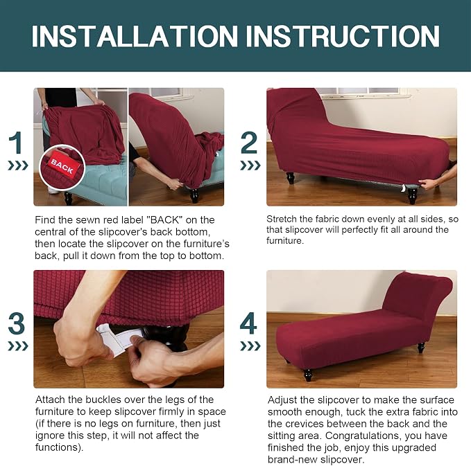 FantasDecor Chaise Lounge Cover Stretch Armless Chair Slipcover - Image 7
