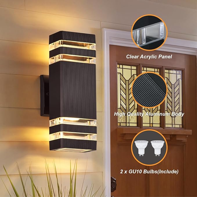 DASTOR Modern Outdoor Wall Lights 2 Pack, Up and Down Outdoor Porch Lights - Image 3