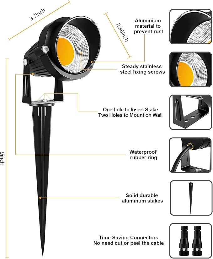 ZUCKEO 10W Landscape Lighting Low Voltage LED Landscape Lights, IP66 Waterproof - Image 3