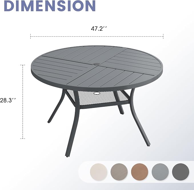 VICLLAX 47.2" Round Outdoor Table, Patio Dining Table - Image 3