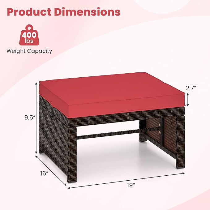 Tangkula 2 Pieces Patio PE Rattan Ottomans, Poolside and Yard - Image 3