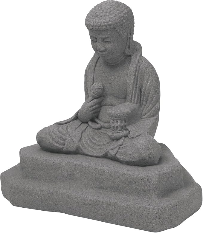 EMSCO Group Meditating Buddha Statue – Natural Granite Appearance – Made of by Emsco+Group