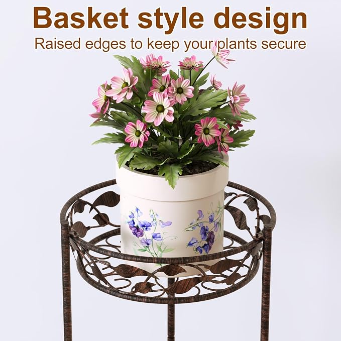 Plant Stand, Heavy Duty Metal Plant Stand Indoor Outdoor, Tall 3 Tiers Plant - Image 5