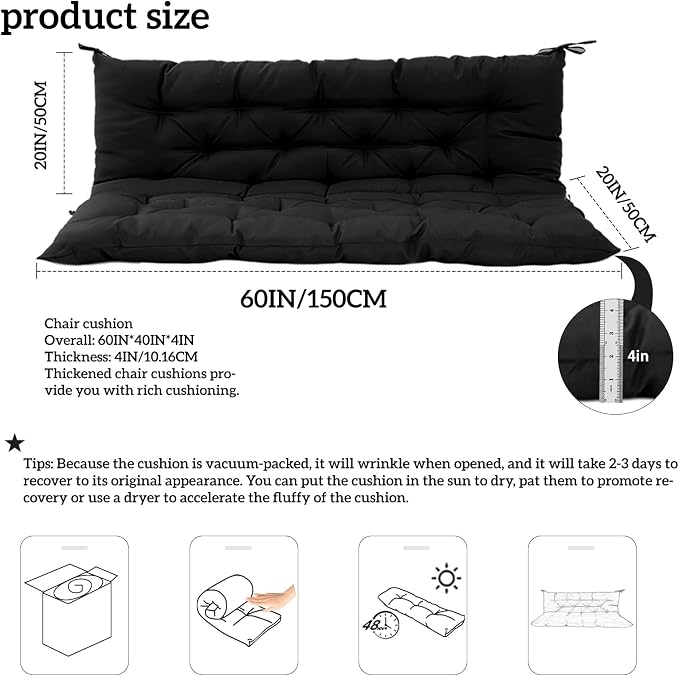 Outside Benches Cushion with Backrest, Thicken Waterproof Swing Cushions 2/3 - Image 5