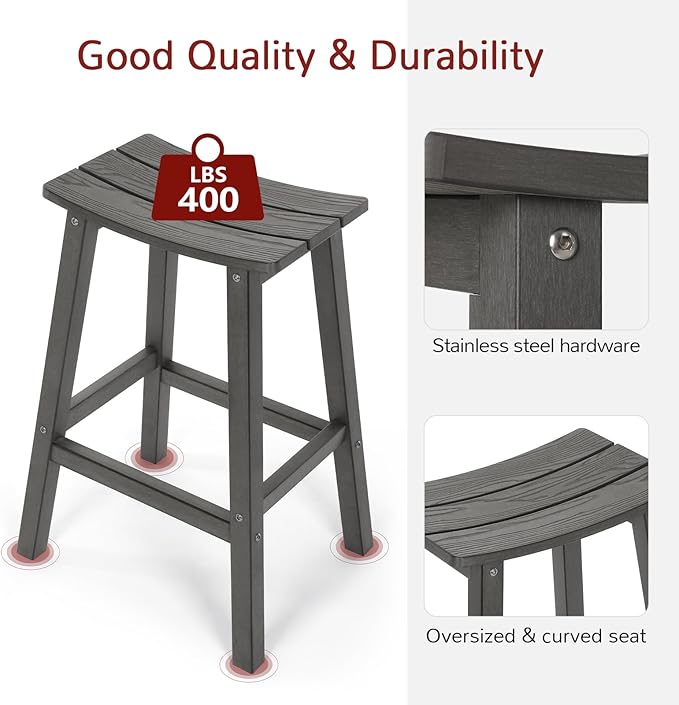 All-Weather Bar Stools Set of 2, Never Rot or Fade, - Image 5